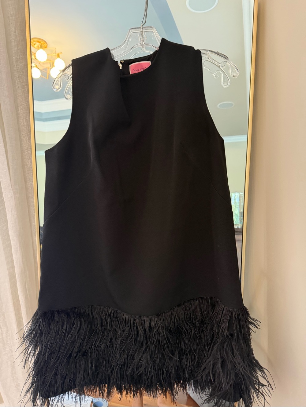 Kate Spade Black Ostrich Feather Hem Shift Dress